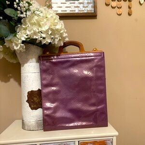 Rare Louis Vuitton Stanton Flat Sac Purple Tote Bag brass leather vernis patent